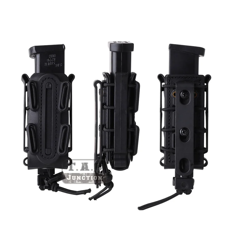 Tactical Soft Shell Pistol Single Stack & Double Stack Tall 9mm .45 Magazine Pouch Carrier w/ Duty Belt Loop Fit MOLLE