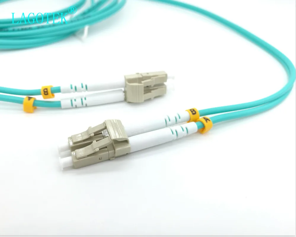 10Pcs/Lot,3M,LC to LC OM3  OM4 Multimode 10G Fiber Patch cord Duplex MM 50/125um,PVC Jacket,3.0mm 2.0mm Fiber Optic Cable