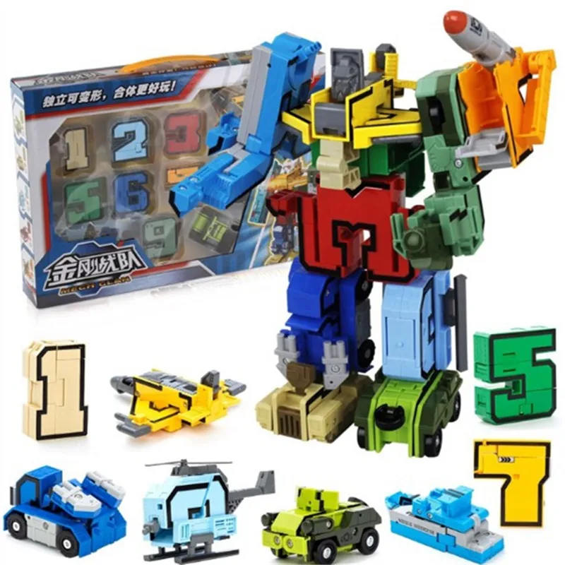 Assembling Educational N symbol Transform fit Robots Team Deformed Action Figures Transformation Plane Car baby Brinquedos