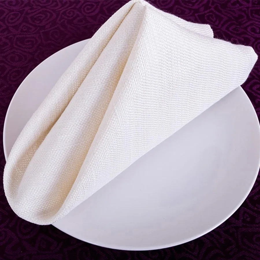 10Pcs 50 * 50cm Dinner Napkins Cloth White Square Linen Elegant Cloth Napkins Wedding Party Restaurant Table Napkins