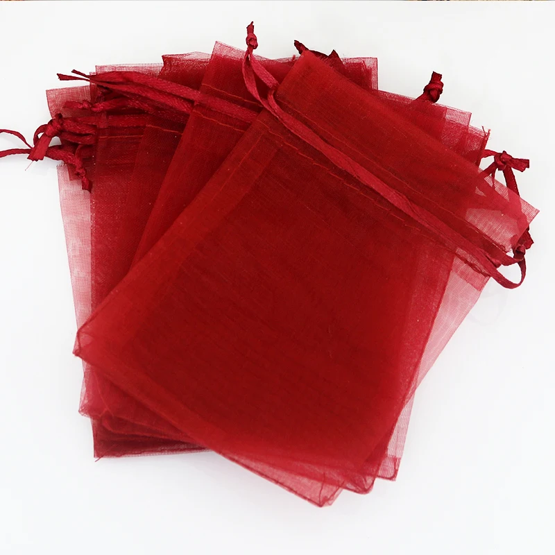 

Hot Sale 50pcs/lot Organza Jewelry Bag 30x40cm Dark Red Wedding Jewelry Pouches Drawable Cosmetics Packaging Gift Bag