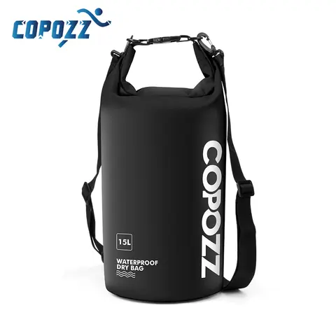 COPOZZ-방수 건조 가방 PVC 15L 남성 여성 스토리지, 길이 조절 가능 스트랩, 체육관 수영 여행 배낭 스포츠