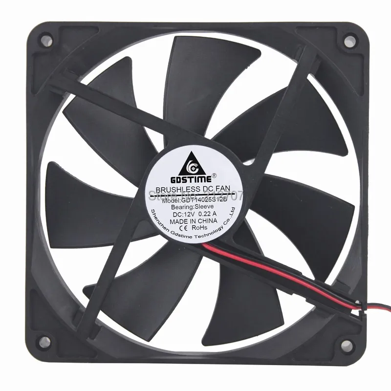 10PCS Gdstime 14025 DC 12V 2Pin 140x140x25mm 140mm Ventilation Machine Cooling Fan