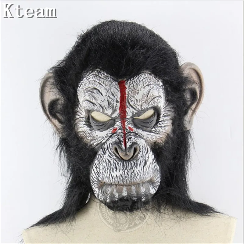 2018 Hot King Kong Planet of the Apes Gorilla Mask hood Gorillas Overhead Monkey Latex Animals Masks Blood Scary Halloween Party