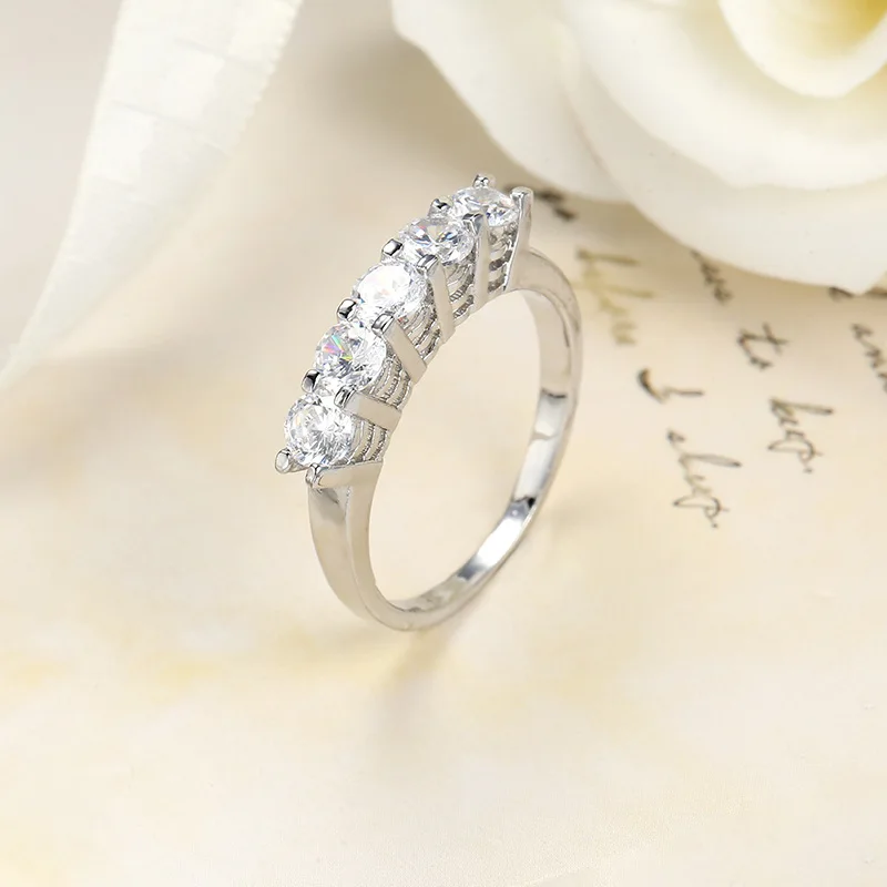 New Silver Color Wedding Ring Rose Gold Color CZ Zircon Vintage Engagement Simple Rings For Women Jewelry Bagues Pour Femme