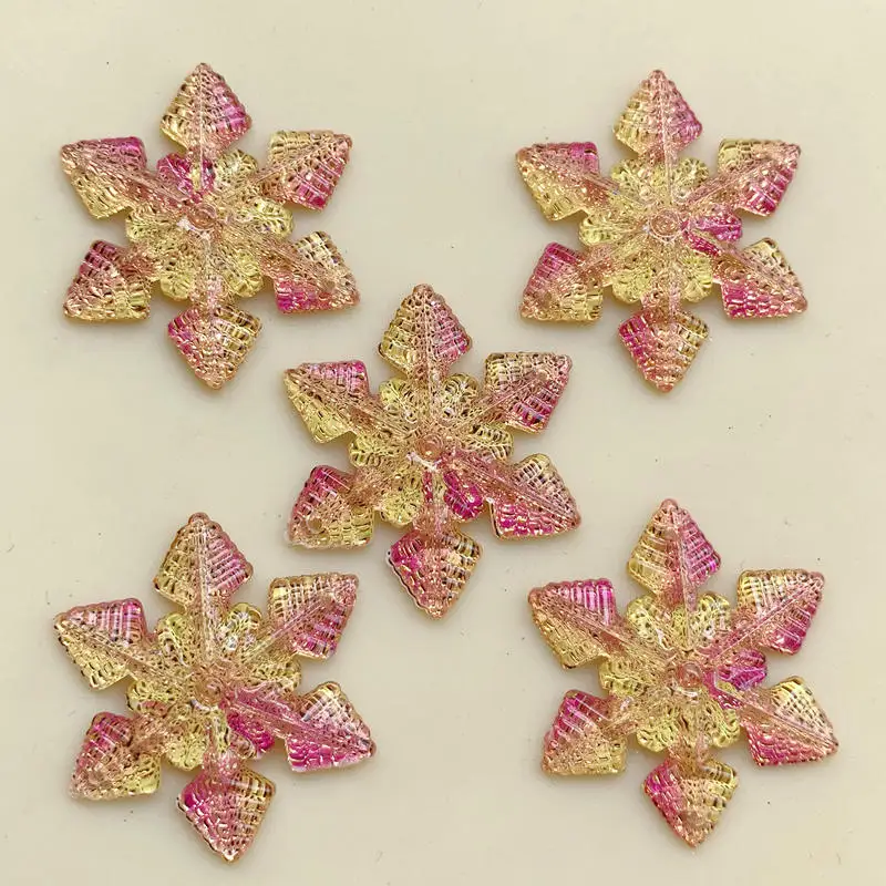 20pcs Crystal Christmas Snowflake Rhinestones Applique Flat Back Acrylic Stones Sewing Needlework Crystal Strass Beads 2Hole