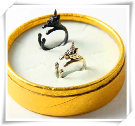 1PCS  retro punk America Boston Terrier Ring free size hippie bull Boston Terrier dog Ring jewelry for pet lover