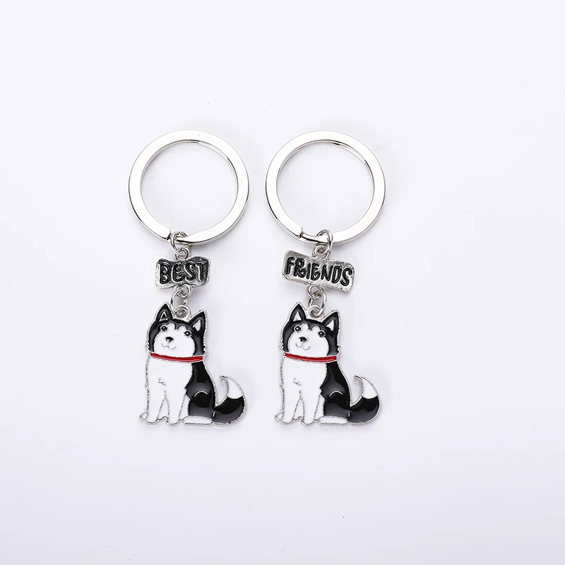 Flyingforest Lovely Alaska Husky Pendant  Dog Best Friend charm Fashion Men Jewelry Gift Cute Metal Keychain Pet Key Holder gift