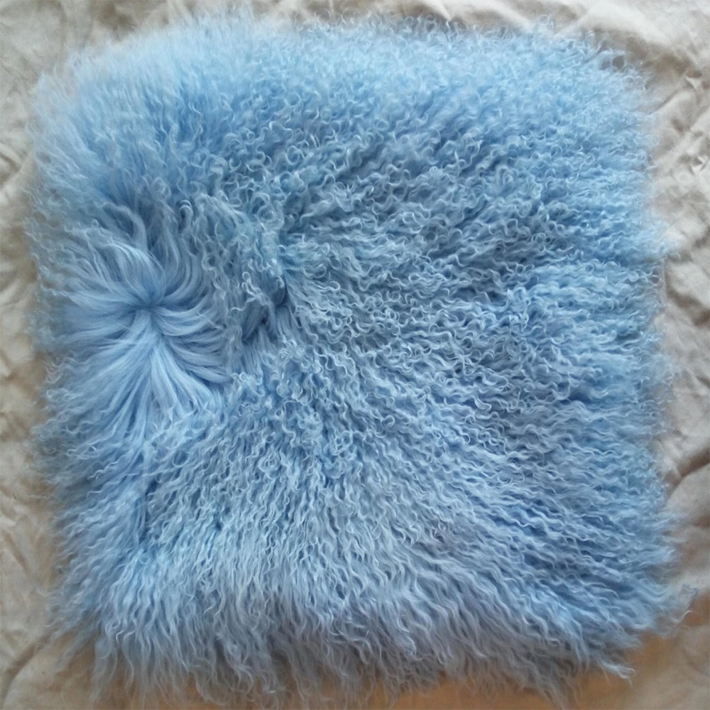 Tibetan Lamb Fur Pillow Cover  Real Mongolian Fur Cushion Covers Decorative Pillows  Wedding Decoration Chair