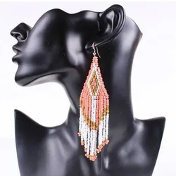 VWKTUUN Bohemian Handmade Beaded Long Tassel Earrings For Women Multicolor Beads Earing Statement Dangle Earrings Ethnic Jewelry