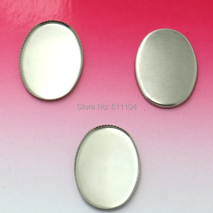 

18x25mm Blank Stainless Steel Bases Oval Bezel tray Pendant Connectors Glass Cabochon tray for Floating Charm Lockets Making