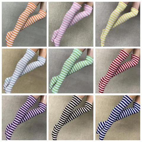 Fashion Cute Blyth Socks Stripe Stocking for Licca, Azone, High Doll, Blyth 1/6 Doll Clothes Accessories