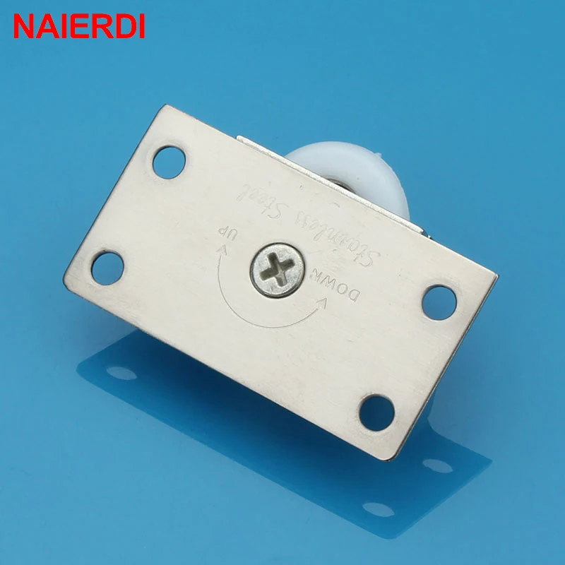 NAIERDI-Roue de Porte Coulissante en Acier Inoxydable APS, Roues en Nylon pour Armoire, Pièces de Roue de Face, Rouleaux de Porte, Quincaillerie, 4 Ensembles