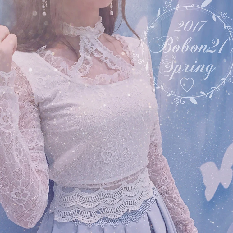 

Princess sweet lolita Bobon21 fairy angel must -have style Choker neck lace lace shirt Single wear inside both are perfect T1452