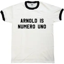 T-Shirt da uomo 2018 T-Shirt stampata alla moda in puro cotone da uomo Arnold Is Numero Uno O-Neck Tee