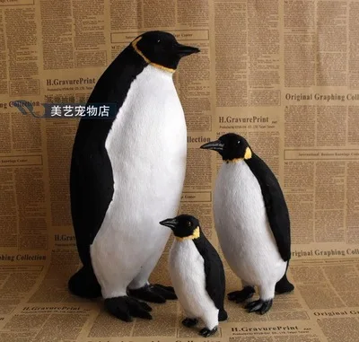 simulation penguin toy model handicraft,plastic&fur ,one family members dad, mom, and baby ,home decoration toy Xmas gift w5985