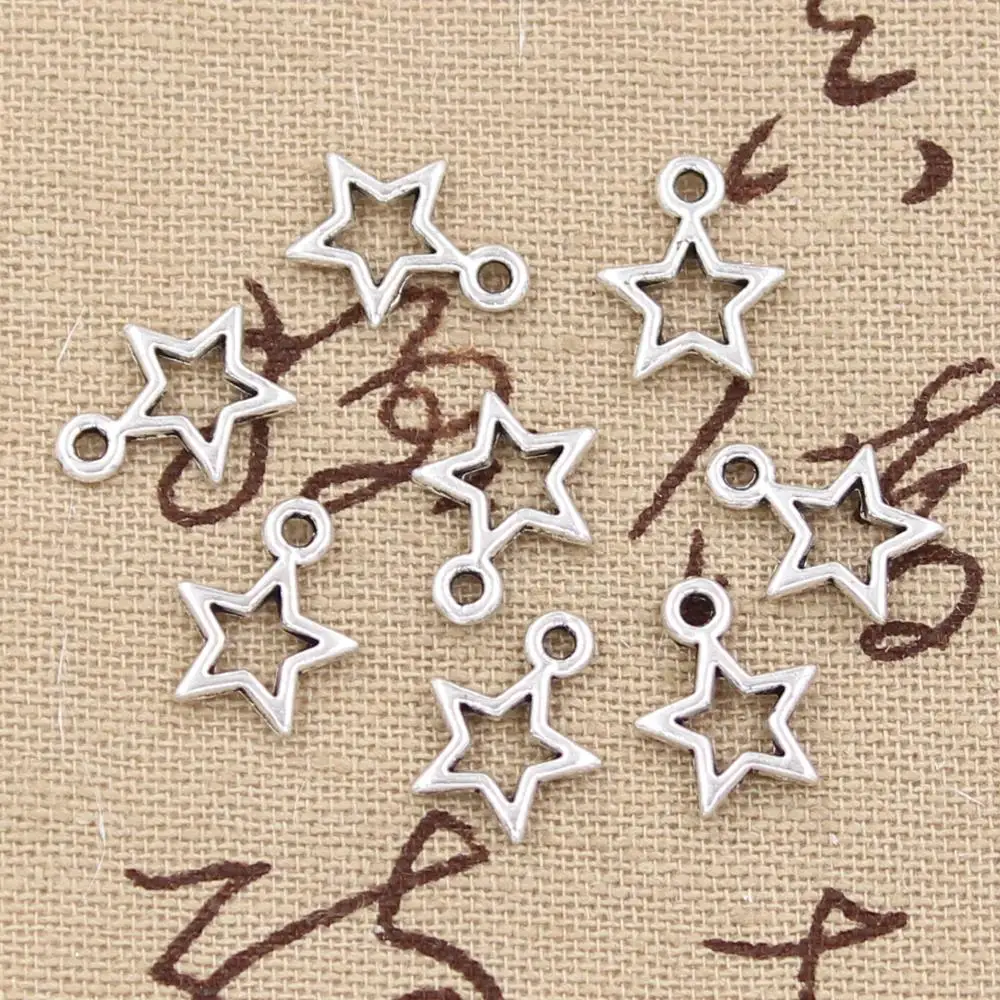 50pcs encantos estrela pentagrama 13x10mm pingente artesanal fazendo ajuste, tibetanbronze vintage, diy para colar pulseira