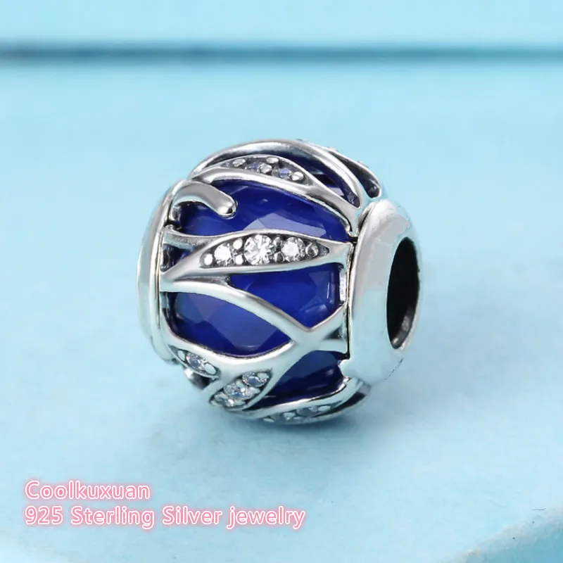 

Winter 925 Sterling Silver Nature's Radiance Charm, Royal Blue Crystal & Clear CZ Fit Pandora Charms Bracelet / Pendants