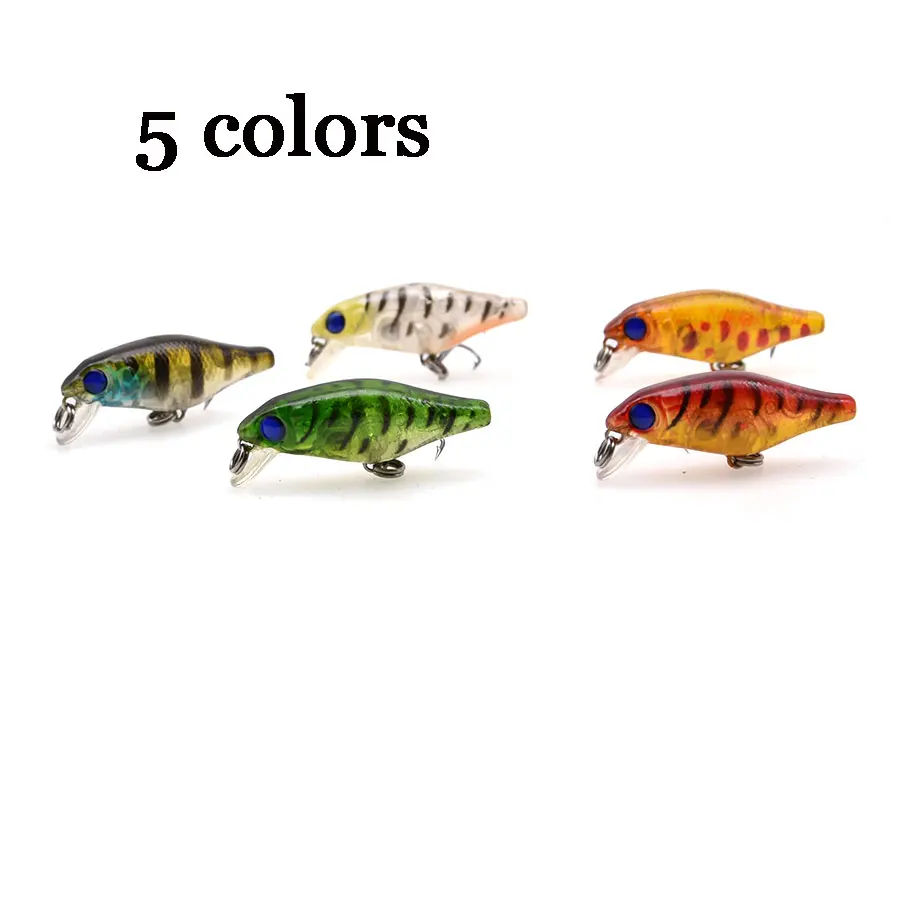 1 piece small artificial  hard plastic minnow lure bait , water fishing wobbler treble hook swimming bait