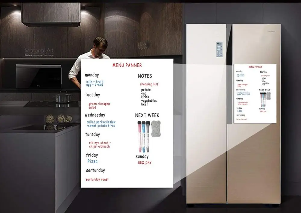 A3 Magnetic Calendar for Fridge - Dry Erase Whiteboard for Refrigerator - Perfect Planner Kitchen Office with 3 Pen