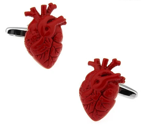 New Arrival Men Fashion   Red Colour Novelt Bloody Heart Style Cuff For Doctor   Wholesale  Cuff Links