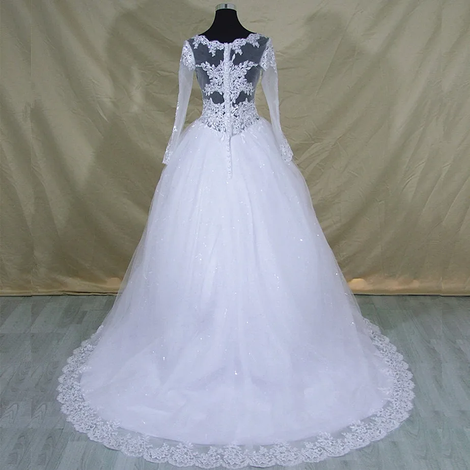 Novo árabe uma linha vestidos de casamento personalizado mangas compridas rendas apliques contas vestido de noiva