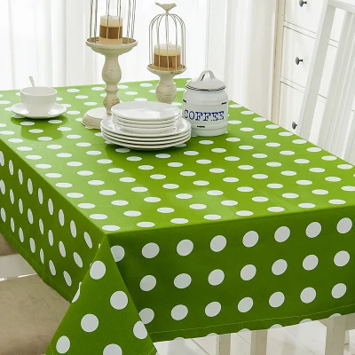 European pastoral style table cloth Green and White Point  rectangular thickening and abrasion resistant canvas tablecloth