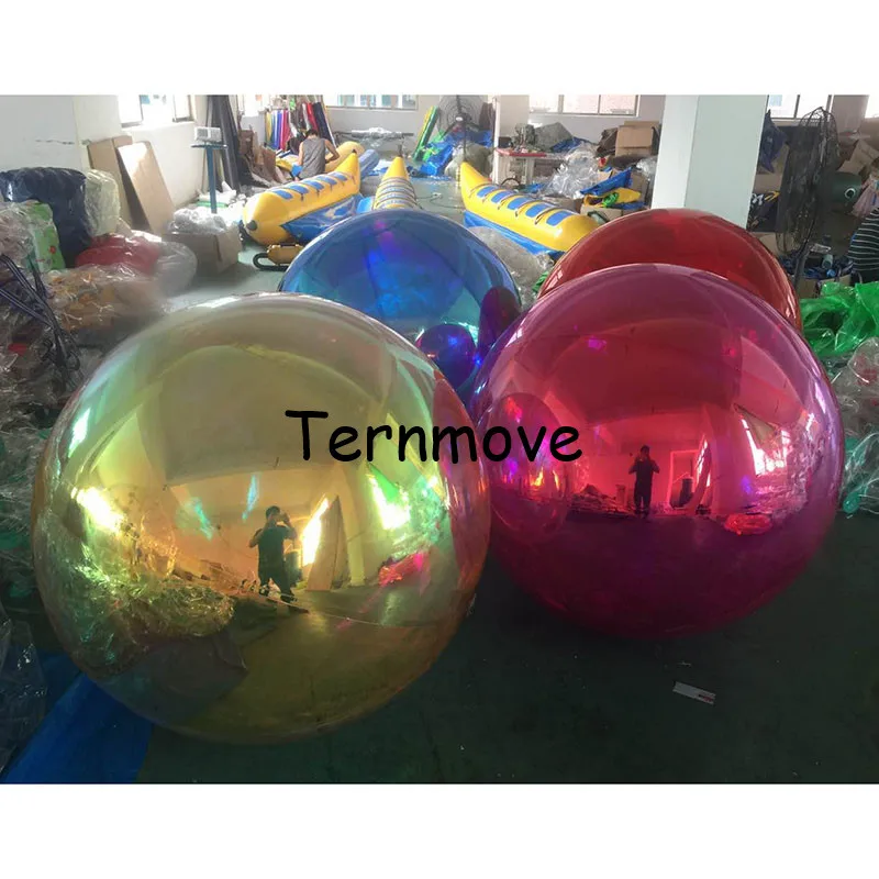 Inflatable holographic Bright Color Mirror Ball For Promotion fashion wedding Mirror Reflection Stage Festival Hanging Balloon