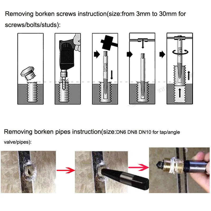 Stanley 5pcs E-Z speed out damaged screw extractor, broken screw removal set for bolt nut studs pipes tap remover bit extractors