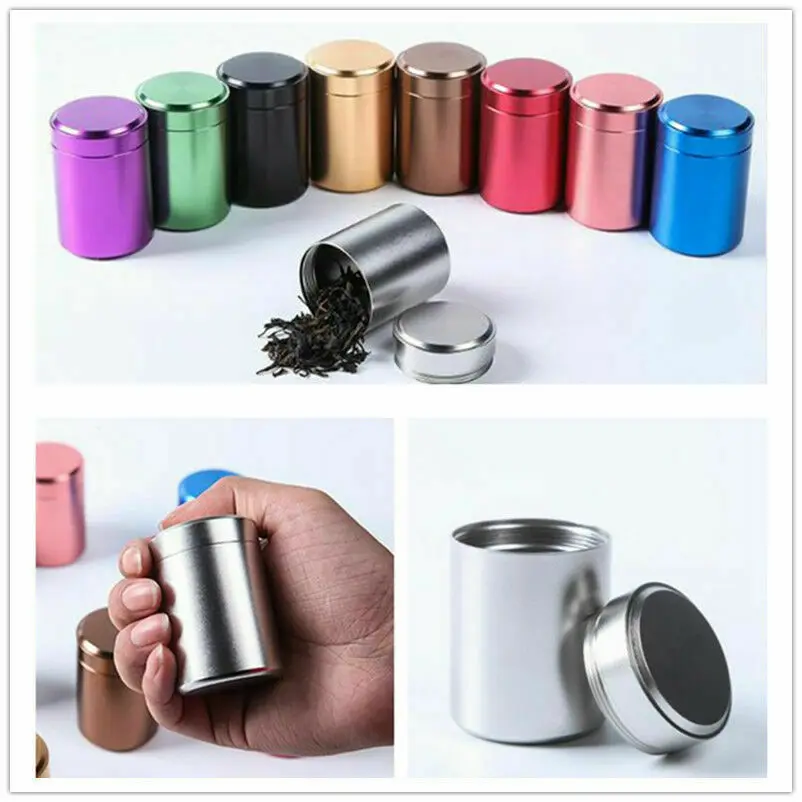 Airtight Smell Proof Container Aluminum Herb Stash Tea Jar Metal Can  Boxes 70ML