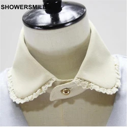 Showersmile Vrouwen Beige Korte Revers Wees Shirt Valse Kraag Kleding Accessoires Choker Ketting Afneembare Fake Kragen