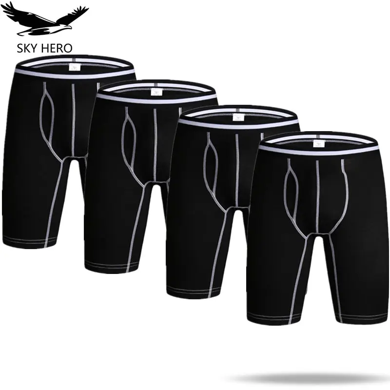 4pcs/lot Men Underwear Hombre Boxer Long Leg Boxershorts Cotton Panty Hommes Male Underpants Men\'s Panties for Man Cuecas