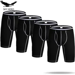 4pcs/lot Men Underwear Hombre Boxer Long Leg Boxershorts Cotton Panty Hommes Male Underpants Men's Panties for Man Cuecas