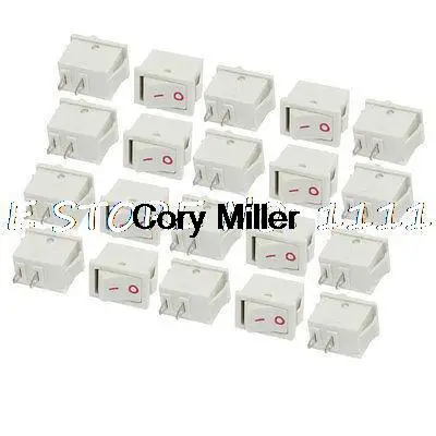 White SPST On-Off Boat Rocker Switch 6A AC 250V