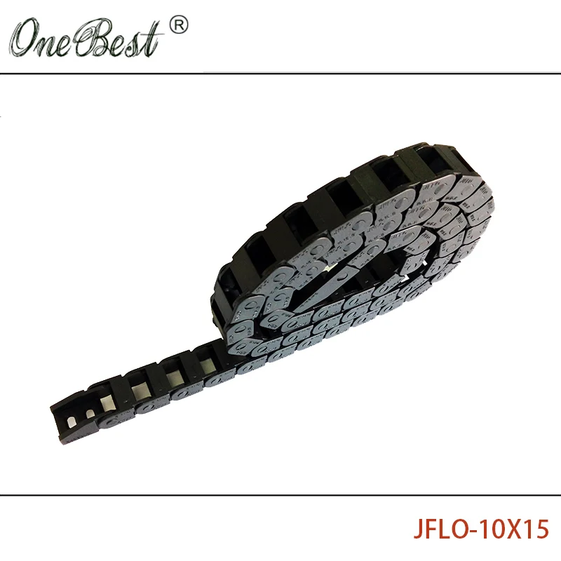 JFLO 1 Meter 10x15mm Wire Carrier Cable Drag Chain Nylon Towline Protection Tanks Bridge Non Opening Type With End Connectors