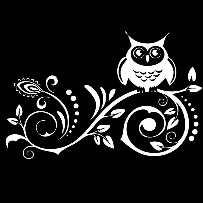 20X12.7CM New Hot Vine Flower Owl Interesting Vinyl Car Sticker And Decal Black/Silver S6-2535