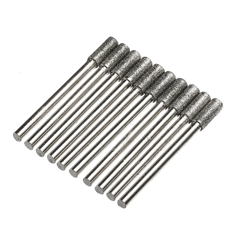 30PCS 4mm diamante rivestito cilindrico Burr catena sega affilatrice pietra File sega a catena affilatura intaglio strumenti di macinazione