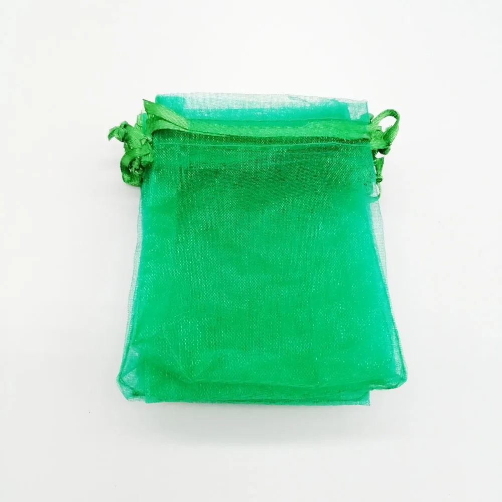 100pcs Organza Bags Grass Green Organza Gift Bags For Jewelry Packaging Display Christmas Wedding Jewelry Storage Drawstring Bag