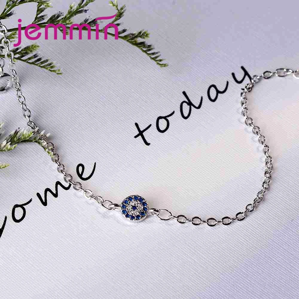 925 Sterling Silver Luxury Round Power Bracelet Pave Small CZ Adjustable Link Chain Bracelets Jewelry