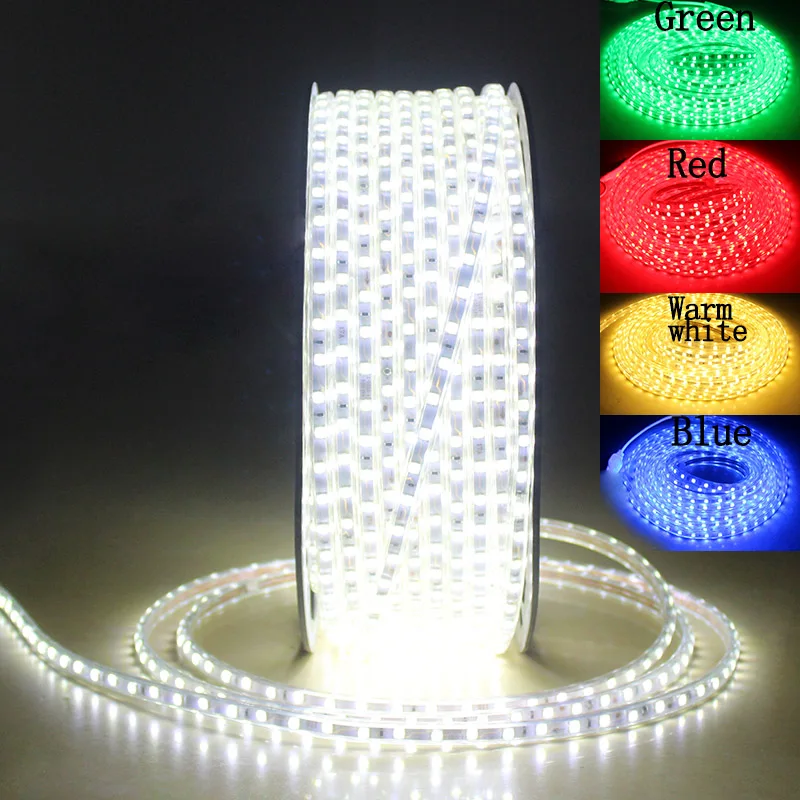 Tira de luces LED Flexible SMD 5050, 220 V de ca, 60leds/m, cinta LED 5050, resistente al agua, 220 V, 220 V, 5M, 10M, 20M, 25M