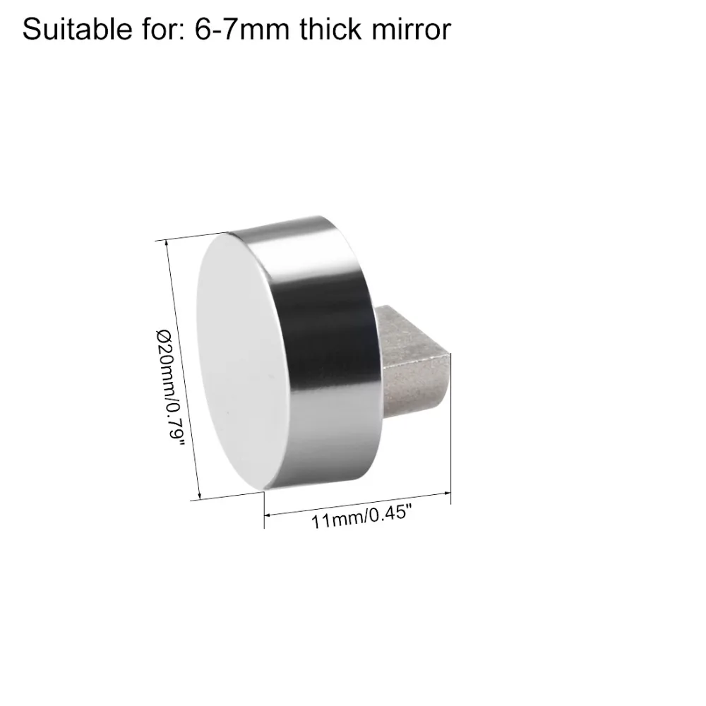 Uxcell 4 pcs di Alta Qualità Rotonda di Vetro Pinze Morsetti Specchio Pinze Supporto per 3-5mm 6-7mm di Spessore Specchio Cromo Lucido In Lega di Zinco