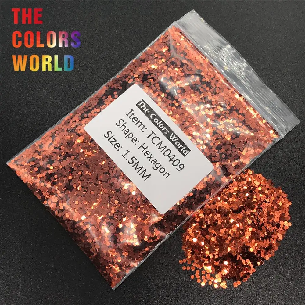 TCM0409 Red Bronze Color Metallic Luster Hexagon Shape Nail Glitter Nail Art Decoration Makeup Body Glitter Makeup Handwork DIY