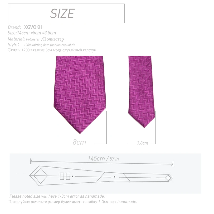 Mens Ties Striped 8cm luxury tie's Wedding Men Fashion Gift Neckties Gravata Tie  for Man Business dress Bowtie Fuchsia purple