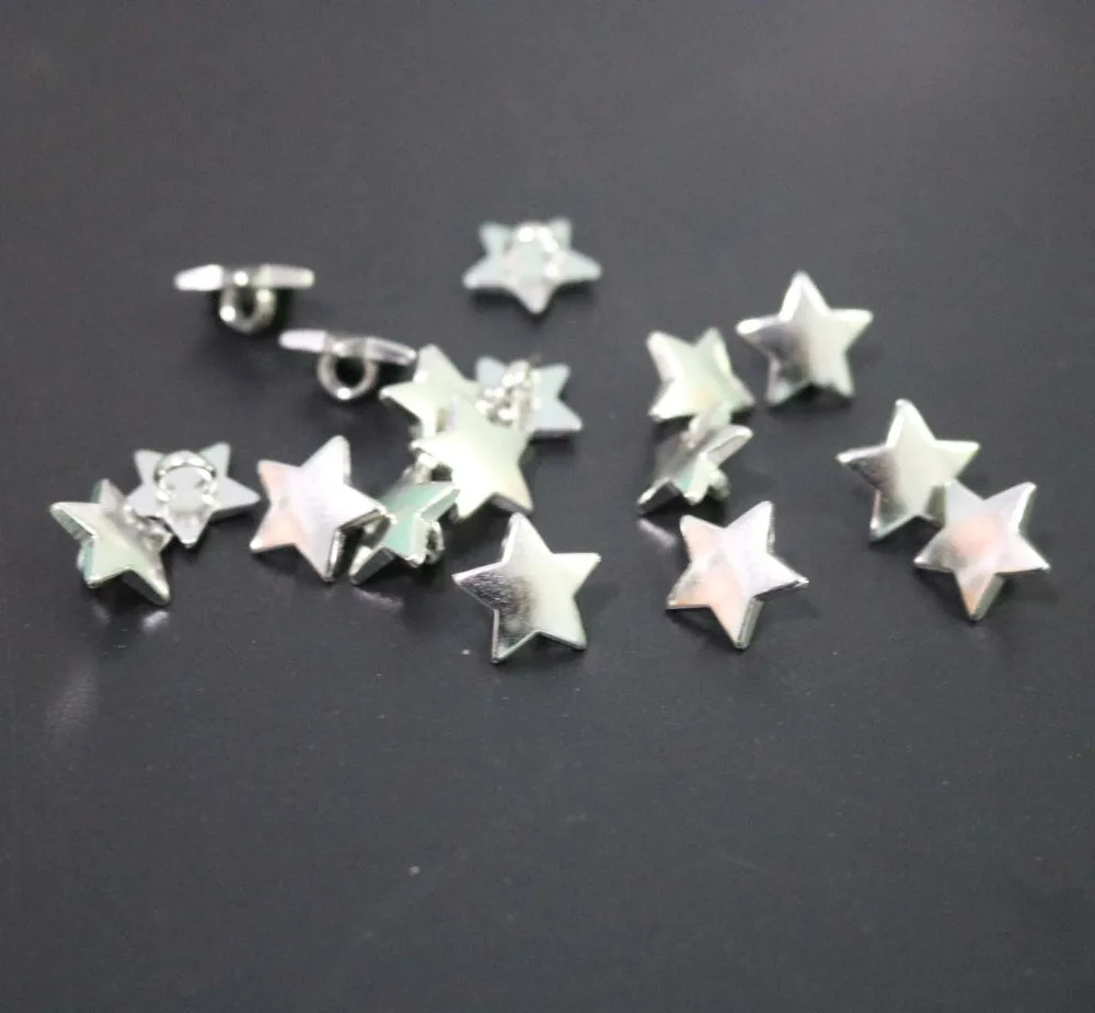 11mm star silver Shank Button Metal Buttons Sewing Metal Buttons 50pcs