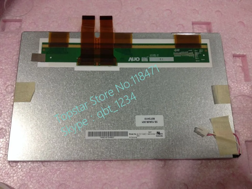 AUO 10.1 Inch TFT LCD Panel LCD Display Screen A101VW01 V3 WVGA 800(RGB)*480