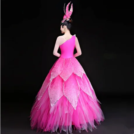 pink modern flower dance dress for women beautiful dance costumes festival dance clothing new year dancer dance clothes