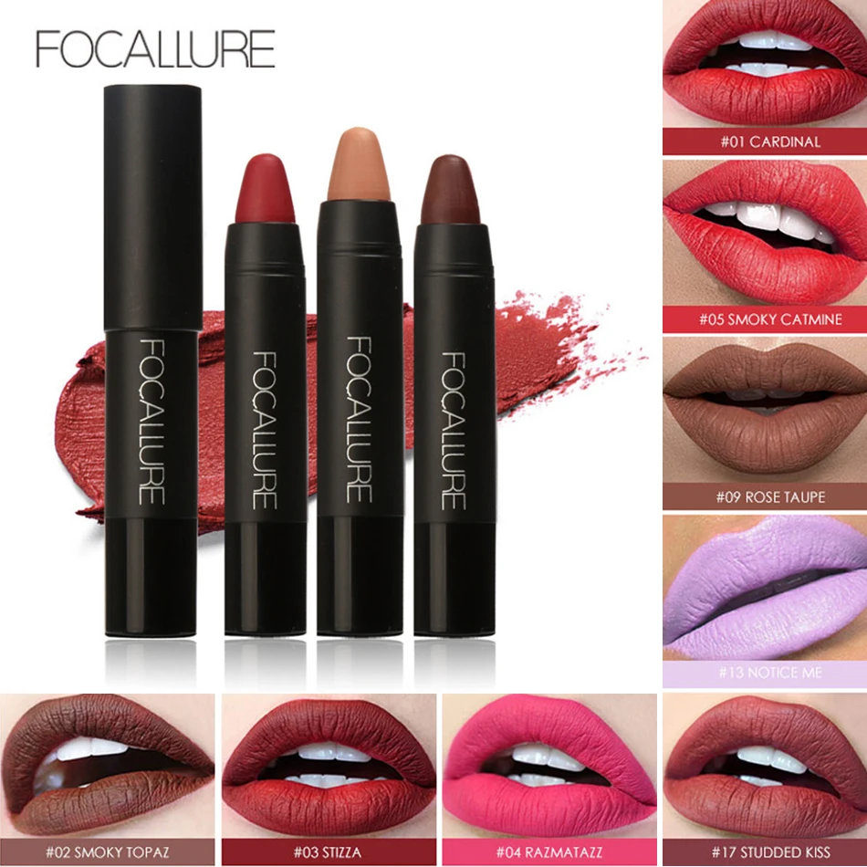 FOCALLURE-lápiz labial mate, resistente al agua, de larga duración, fácil de llevar, 19 colores