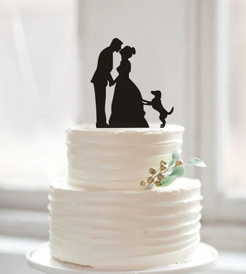 Black Acrylic The Bride and Groom Sweet Kiss Wedding Cake Decorations  Marriage Cake Topper OH003