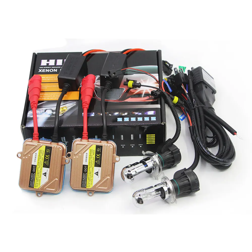 H4 H4-3 Hi/Lo Bi Xenon Light HID Kit Bulb + Ballast + Harness Wire 55W 4300K-10000K 12V Car Light Headlight High Low Beam