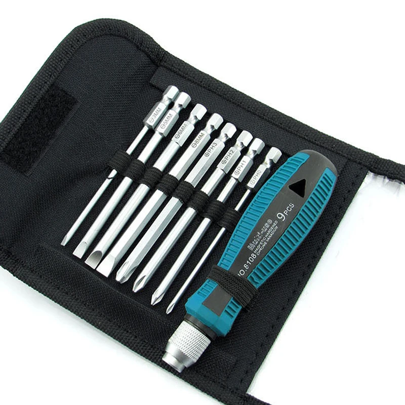 

9pcs/set Precision Screwdriver Set NO.8108 9 IN 1 Mini Screwdrivers Kit Bag 8 Insert Bits+1pcs Rubber Handle Best Price